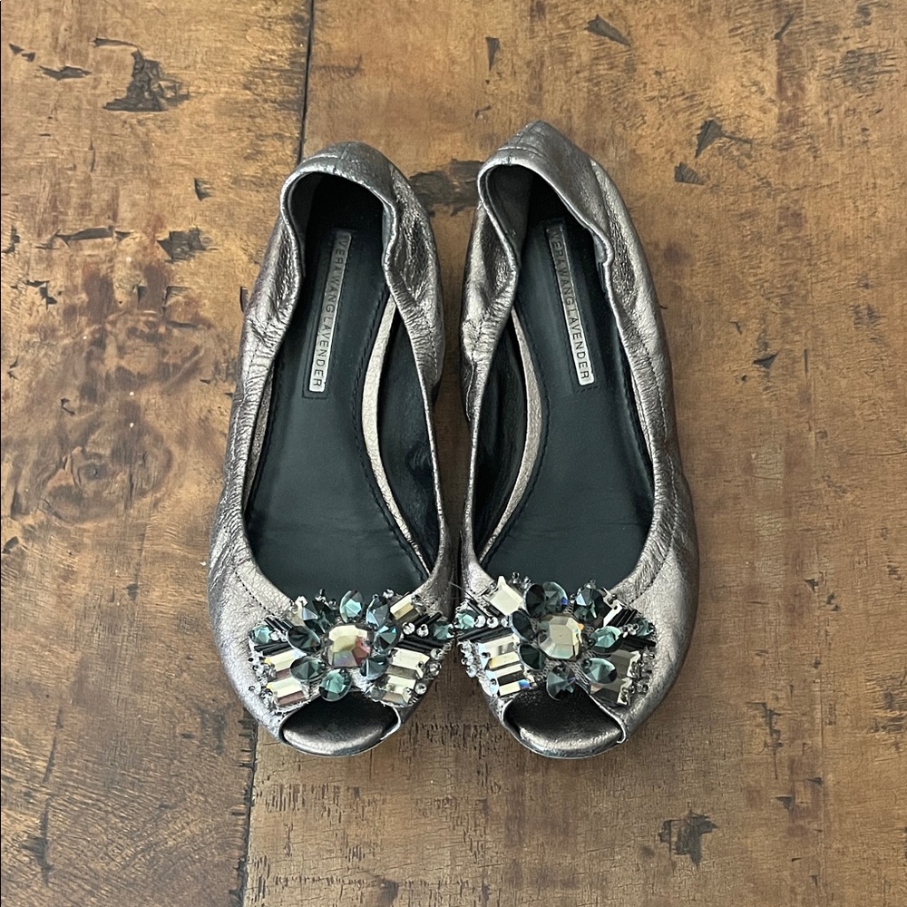 Vera Wang Lavender Label Metallic Embellished Flats